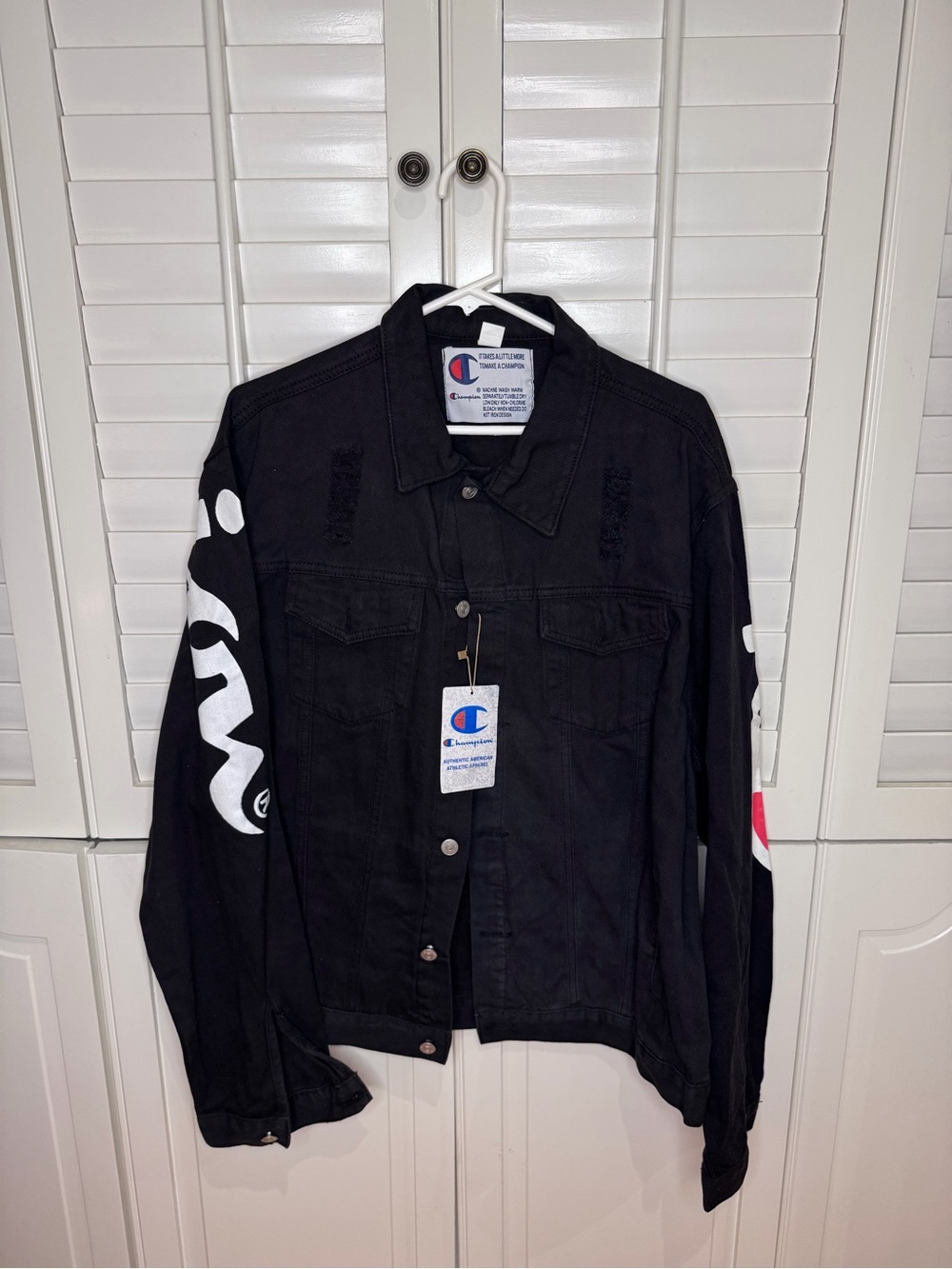 Champion Black Jacket with Red & White Logo